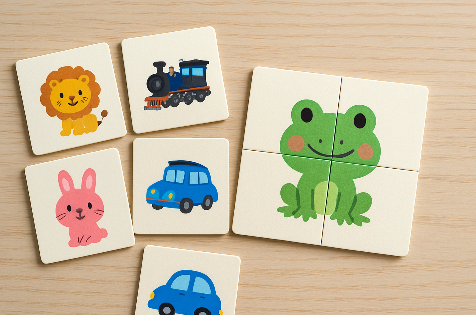 100均シールと厚紙で作る「知育パズル・絵合わせカード」